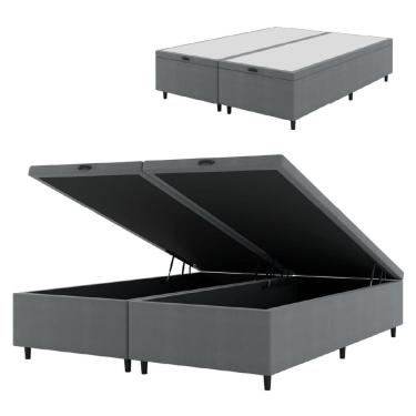 Imagem de Cama Box Com Baú King 1,93m Prince Suede Cinza