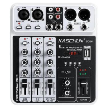 Imagem de Mixer de áudio de DJ profissional, mixer de DJ de 4 canais, mixer de s