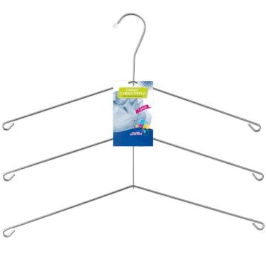 Imagem de Cabide Cromado Triplo Para Camisas Camisetas Blusas Guarda Roupas Passerini