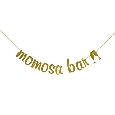 Imagem de Momosa Bar Banner Glitter Dourado, Placa de Banho de Chá de Bebês, Decoração de Festa de Chá de Noiva, Festa de Solteira, Decorações de Festa de Bar Mimosa de Casamento