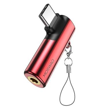Imagem de MOSWAG Adaptador de fone de ouvido USB C para conector de 3,5 mm tipo C, dongle de áudio auxiliar de ângulo reto, chip DAC de alta resolução, compatível com Samsung Galaxy S23 S22 S21 Ultra Note 20