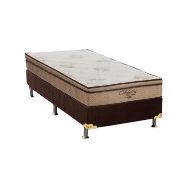 Imagem de Cama Box Solteiro: Colchão Molas SuperPocket Ensacadas Ortobom Celebrita + Base CRC Suede Brown(88x188)
