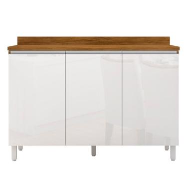 Imagem de Balcão Triplo Amazonita 3 Portas 1 Prateleira Bartira Damasco Com Branco