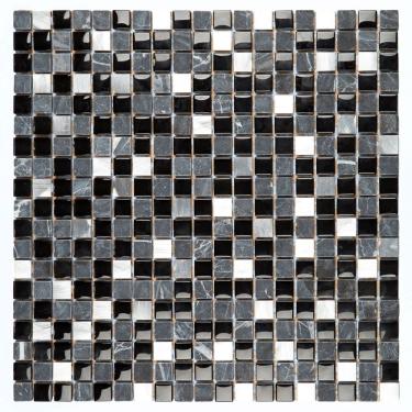 Imagem de Pastilha Mármore Vidro Metal 31X31Cm Glass Stone Glass Mosic Preto