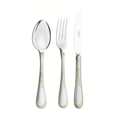 Imagem de Faqueiro Tramontina Renascença Em Aço Inox Detalhes Em Ouro Estojo De Madeira 101 Peças