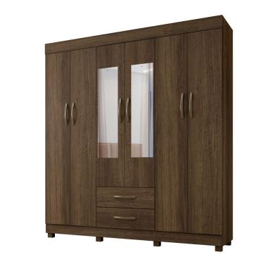 Imagem de Roupeiro Copacabana Imbuia 6 Portas Com Espelho Benetil Móveis Imbuia