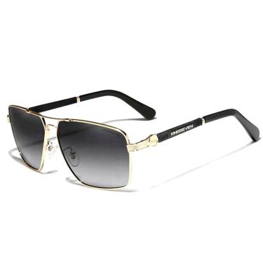 Imagem de Óculos De Sol Polarizados Masculino Design Piloto Condução Proteção Uv400 Dourado