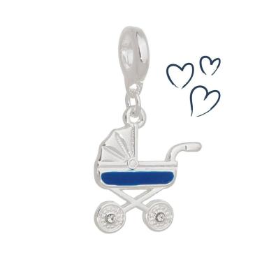 Imagem de Charm Carrinho Bebê Menino Revestido Em Prata