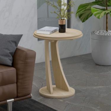 Imagem de Mesa Redonda De Apoio Lateral E De Cabeceira Tutti Naturale