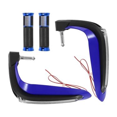 Imagem de Partuto Kit de capa para guidão de motocicleta 22 mm 15/40.6 cm 24 mm kit de capa de guidão de borracha de liga de alumínio azul 1 conjunto padrão de diamante xadrez lateral