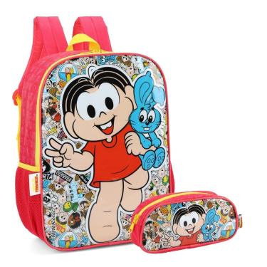 Imagem de Mochila Escolar Turma da Mônica c/ Estojo - Vermelho