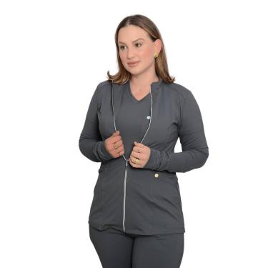 Imagem de Jaqueta Casual Scrub Pijama Cirúrgico Cinza Gratite Geladinho