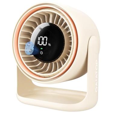 Imagem de Gaiatop Ventilador de mesa com controle de toque, bateria de 4000 mAh, ventilador de quarto ultra silencioso de 5 velocidades com tela de LED, inclinação de 90°, ventilador de mesa recarregável USB-C