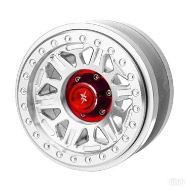 Imagem de BEAXTURBO Racing Upgrade Parts RC CNC 2.9''Aluminum Bead Lock Wheel-B for Axial SCX6 Trail Honcho Silver 1/6 1PCS (Silver-red)