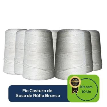 Imagem de Kit Com 10 Un Fio Costura de Saco de Ráfia Branco - Ecommerce Do Brasi