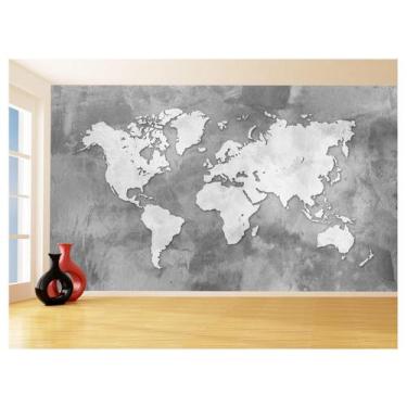 Imagem de Papel De Parede 3D Mapa Mundi Cimento Concreto 3,5M Nmu42 - Você Decor