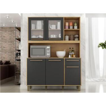 Imagem de Armario de cozinha Rubi 3 portas e 1 gaveta Valdemoveis Cinamomo Grafi