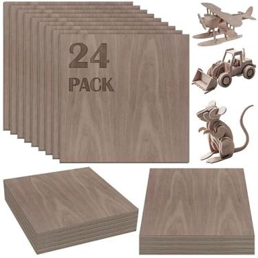 Imagem de Vemkyrio 24 Peças De Madeira Inacabada De Nogueira, 12 X 12 X 1/8 De Polegada - Compensado Inacabado De Nogueira De 3 Mm De Espessura Para Corte E Gravação A Laser, Projetos Escolares De Bricolagem, P