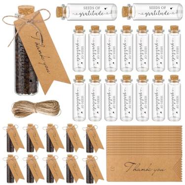 Imagem de Chuangdi Conjunto de 25 presentes de agradecimento de funcionários incluem garrafas de vidro de semente de agradecimento com rolha de cortiça com etiquetas de agradecimento e corda de cânhamo para