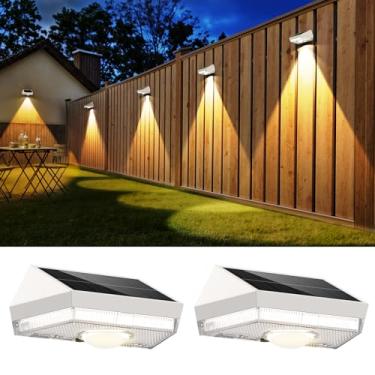 Imagem de Luzes de cerca solares, branco quente e branco frio e RGB 7 cores e modo de mudança de cor IP65 luzes solares à prova d'água para deck/pátio/quintal/parede/piscina/cerca/corrimão/degrau - concha