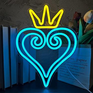 Imagem de manimo Led Kingdom And Hearts Neon Signs para Decoração de Parede, Anime Neon Sign, Neon Game Room Setup, Usb Powered For Man Cave Game Home Party Bedroom Room Adolescente Gamer Presentes de Aniversár