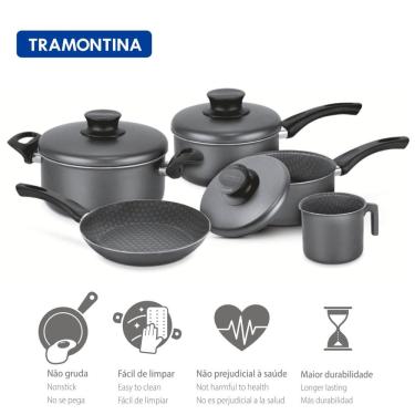 Imagem de Jogo De Panelas Antiaderente Tramontina 5 Pcs Paris Grafite