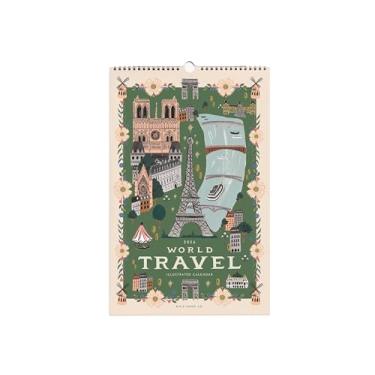 Imagem de RIFLE PAPER CO. Calendário de parede, datado para os meses de janeiro a dezembro de 2026, ilustrações mensais, lembre-se de aniversários, comemorações e muito mais (43 cm C x 28 cm L), viagens pelo