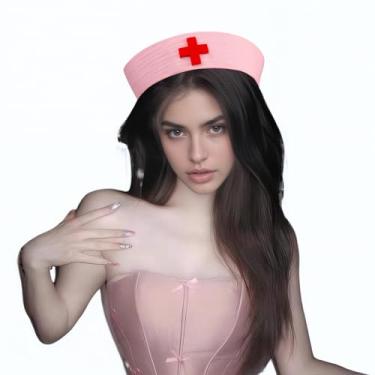Imagem de JIAHG Chapéus femininos de fantasia de enfermeira com cruz vermelha boné de marinheiro capitão da marinha boina Y2K para fantasia de Halloween, cosplay, festa
