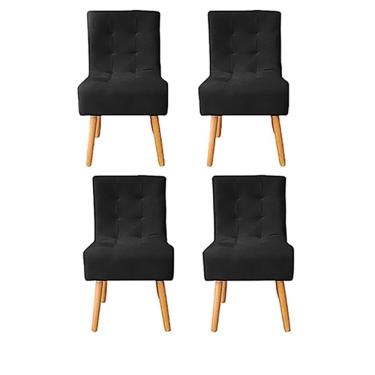 Imagem de Kit 4 Cadeiras Poltrona Sala de Jantar Penteadeira Reforçada Decorativa Liz Suede