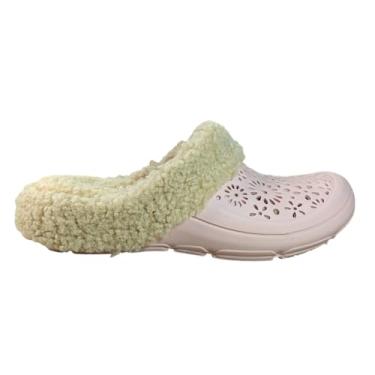 Imagem de Sandália Clog Boaonda Nellie Glove II cor Rosa Peluciado Preto Estilo Inverno Pelo Quente Forro Interno (Rosa, BR, Adulto, Numérico, 35)