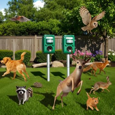 Imagem de Repelente solar ultrassônico de animais ao ar livre, dispositivos repelentes de cervos de esquilo, detecção de movimento, IP65, impermeável, gato, rato, guaxinim, cão, repelente de pássaros, 2