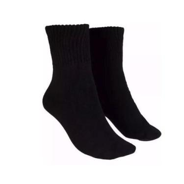 Imagem de Kit 12 Pares Meia Preta Cano Longo Masculino - Nacional, Preto