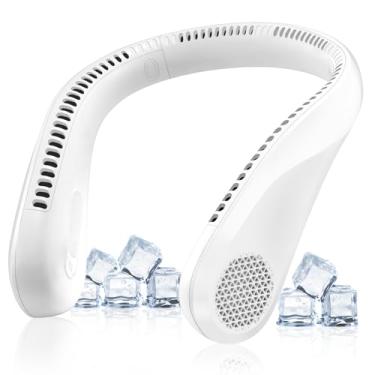 Imagem de ZioeYiue Ventilador de pescoço, ventilador sem lâminas, ventilador de resfriamento portátil, 3 velocidades, ventilador pessoal vestível para viagens, ao ar livre, interno