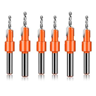 Imagem de ASDTODW Conjunto de Brocas Escareadoras, Brocas para Trabalhar Madeira com Furos para Madeira, Cortador de Parafusos de Madeira Ajustável com Chave Sextavada, 6 Tamanhos 2,8×8, 2,8 (, Laranja)