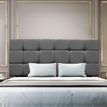 Imagem de Cabeceira Cama Box Estofada Solteiro 90 Cm Ananda Suede Cinza