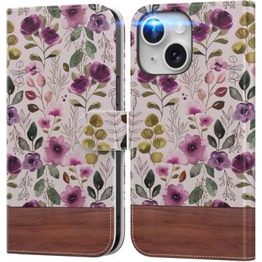 Imagem de DEENAKIN Capa carteira para iPhone 15 Plus com suporte para cartão + clipe de dinheiro, bloqueio RFID, proteção contra quedas de nível militar, fecho magnético com suporte de couro - papel de parede