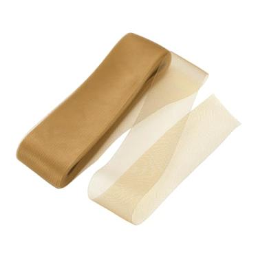 Imagem de HARFINGTON Trança de crina de cavalo rígida, 50 metros, 7,6 cm, acabamento macio de crina de cavalo para costura de desossada de poliéster, vestido de casamento, vestido de dança, aparamento, marrom