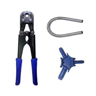 Imagem de Kit Alicate Pex 16 mm Tudogás + Mola Curva Tubos 16 mm + Escareador