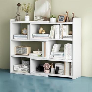 Imagem de Prateleiras De Mesa De Madeira Estante De Mesa Ajustável Estante Pequena Independente Material De Escritório Armazenamento Prateleira De Exibição Mesa Organizador Arrumado, B, 30-60 * 17 * 80