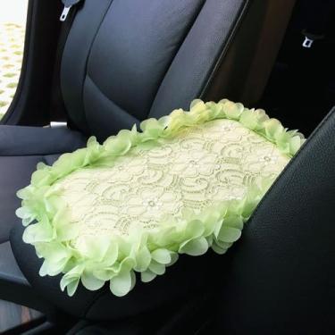 Imagem de MINGZAIQIPEI Capa de console central automotiva para console de carro capa de apoio de braço de renda, almofada de apoio de braço central automática macia e fofa para a maioria dos protetores de