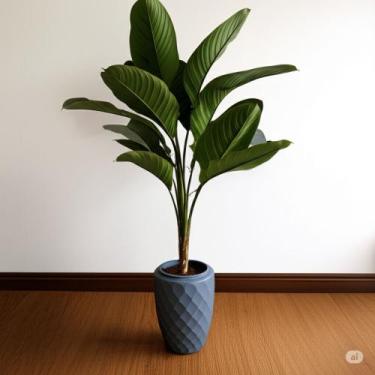 Imagem de Vaso de Planta Luxo 6 litros Diamante Alto Resistente cor Cimento Plas