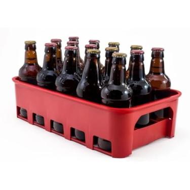 Imagem de Kit 3 Garrafeiras Engradado Cesto para 15 Garrafas de Cerveja 300ml – Super Resistente (Vermelha)