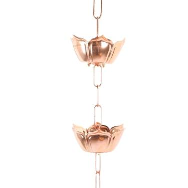 Imagem de Asixxsix Cadeia de Chuva de Lótus, Metal Lindo Som Funcional e Decorativo Bell Rain Chains, Decoração Rústica de Cobre, Calha de Reposição de Calha de Chuva, para Drenagem Externa (Tipo de lótus)