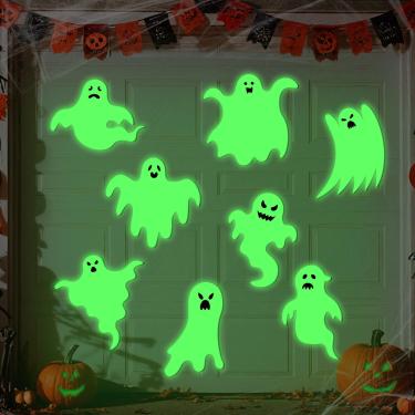 Imagem de Imãs de decoração de porta de garagem de Halloween, 8 peças, ímãs grandes que brilham no escuro para porta de garagem, geladeira, carro, porta frontal, caixa de correio, adesivos magnéticos para