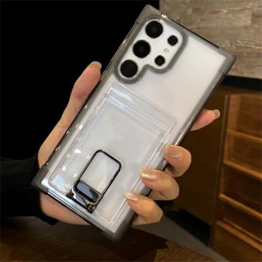 Imagem de Capa para Samsung S24Ultra de luxo, fosca, transparente, com compartimentos para carteira, suporte para cartão, capa à prova de choque (para Samsung S24Ultra/preta)