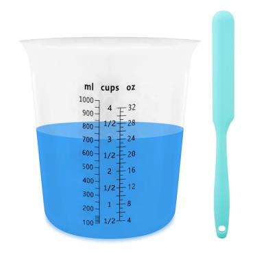 Imagem de SWIGRANCE Conjunto de copos medidores de 1L de mistura de resina de silicone para suprimentos de resina, marcas fáceis de ler, copo grande de 1000 ml, copos de silicone reutilizáveis espessos para