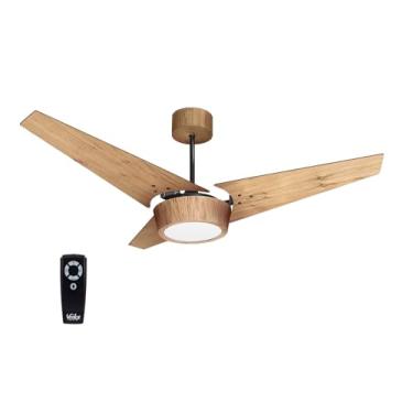 Imagem de Ventilador de Teto LED 4000K Taípe Preto Com 3 Pás Teca 220 V Controle Remoto