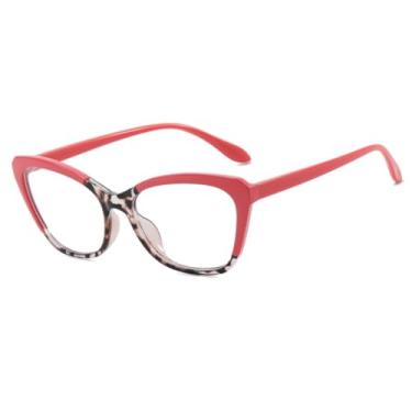 Imagem de Armação de óculos feminina anti-raios azuis, óculos fashion estilo gatinho (C2-rosa leopardo)