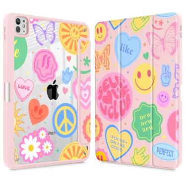 Imagem de May Chen Capa para iPad Pro de 11 polegadas 2024 5ª geração (M4), [Suporte de lápis embutido suporta Pencil 2/USB-C] Capa traseira transparente ultrafina com três dobras, suporte para despertar