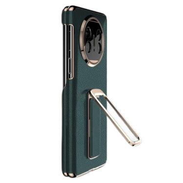 Imagem de FWYANZH Capa de couro genuíno para Huawei Mate X6, suporte de alça de mão invisível, capa traseira com dobradiça, capa de proteção de lente de câmera antiarranhões, verde, Mate X6